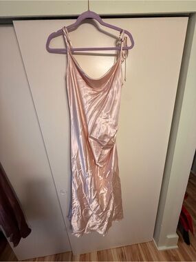 Cinderella Satin Slip Dress in Blush Peach